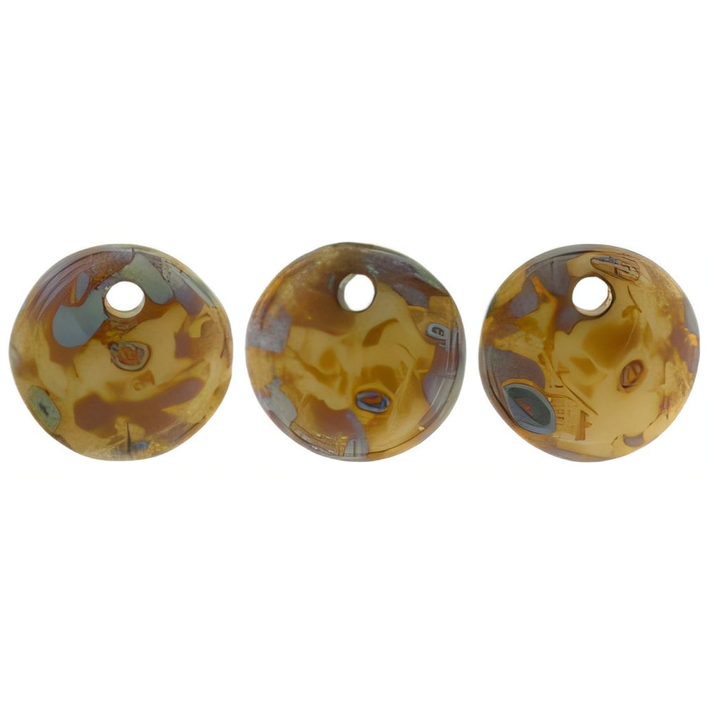 Czech Lentils 6mm Opaque Lt Beige - Picasso (50pcs)