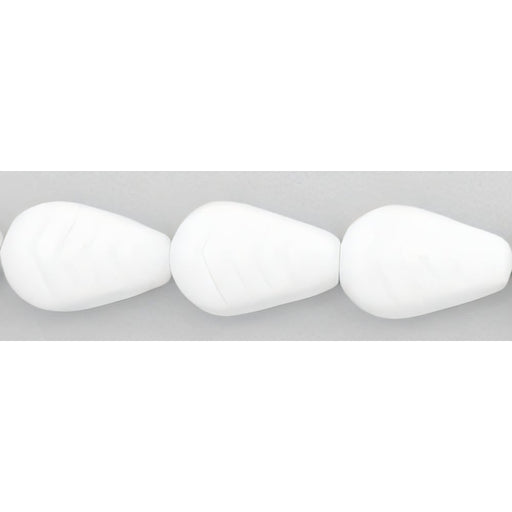 Czech Vintage Style Leaves 12 x 8mm Opaque White (25pcs)