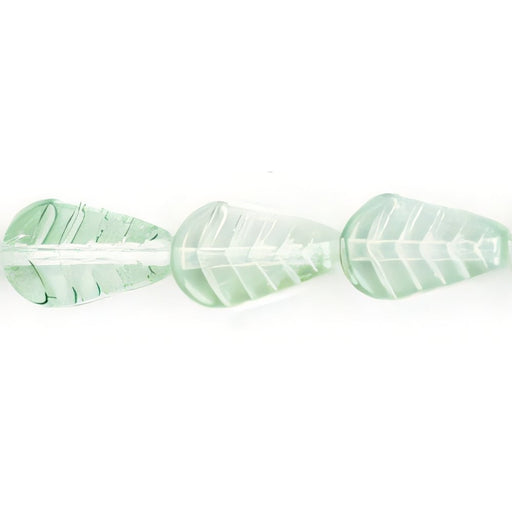 Czech Vintage Style Leaves 12 x 8mm Luster - Green/Crystal (25pcs)