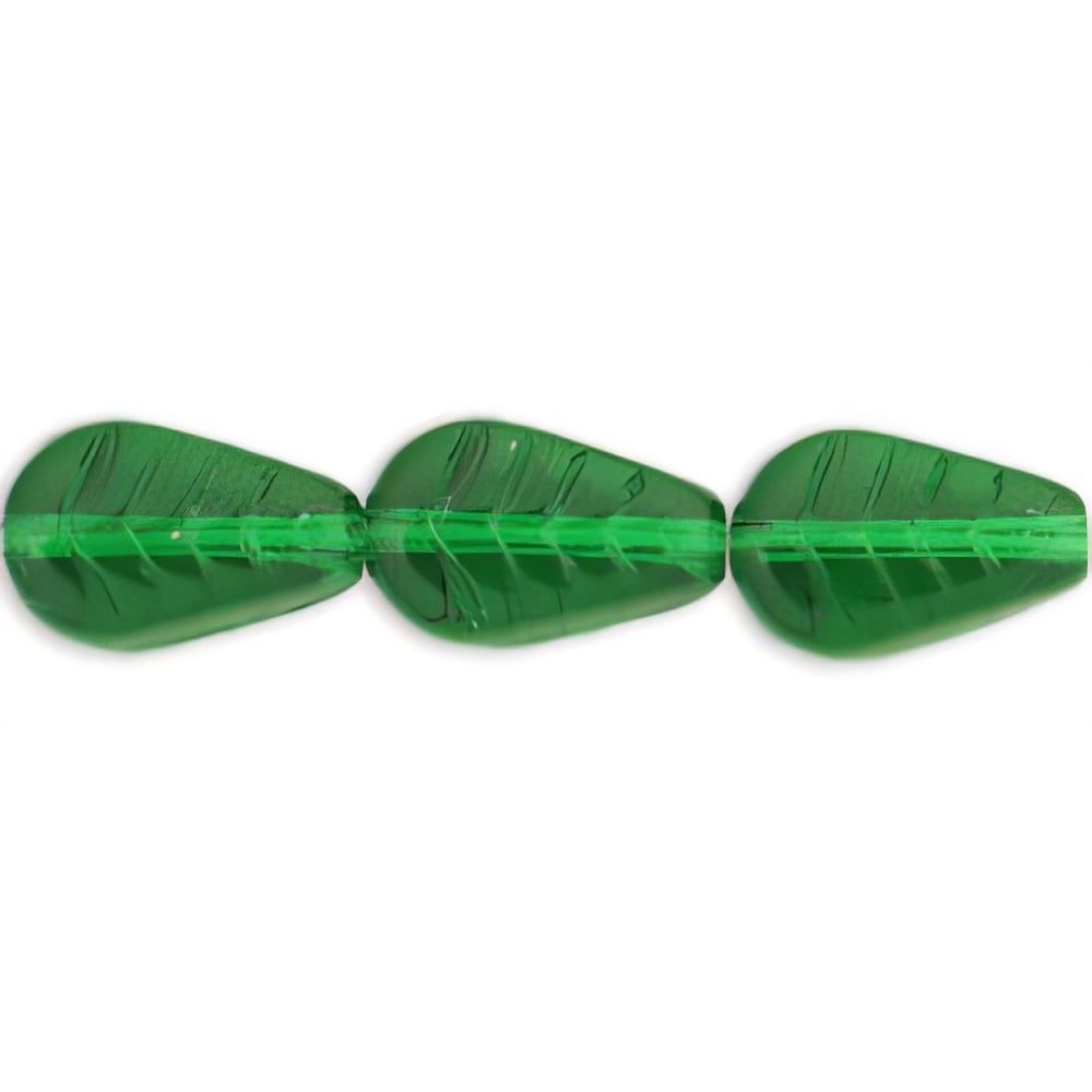 Czech Vintage Style Leaves 12 x 8mm Green Emerald (25pcs)