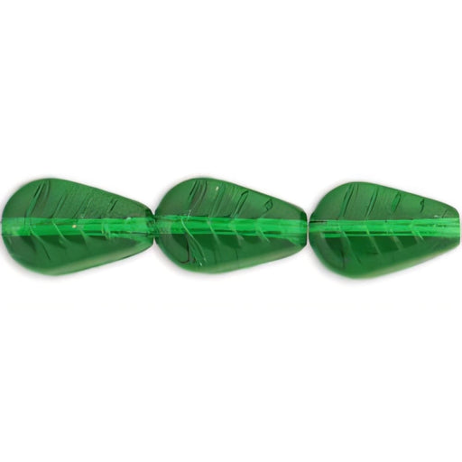 Czech Vintage Style Leaves 12 x 8mm Green Emerald (25pcs)