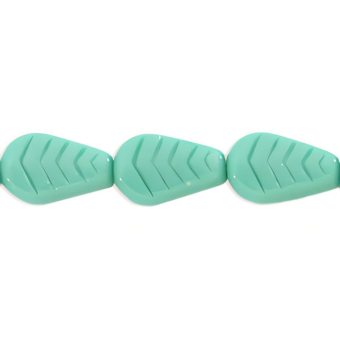 Czech Vintage Style Leaves 12 x 8mm Green Turquoise (25pcs)