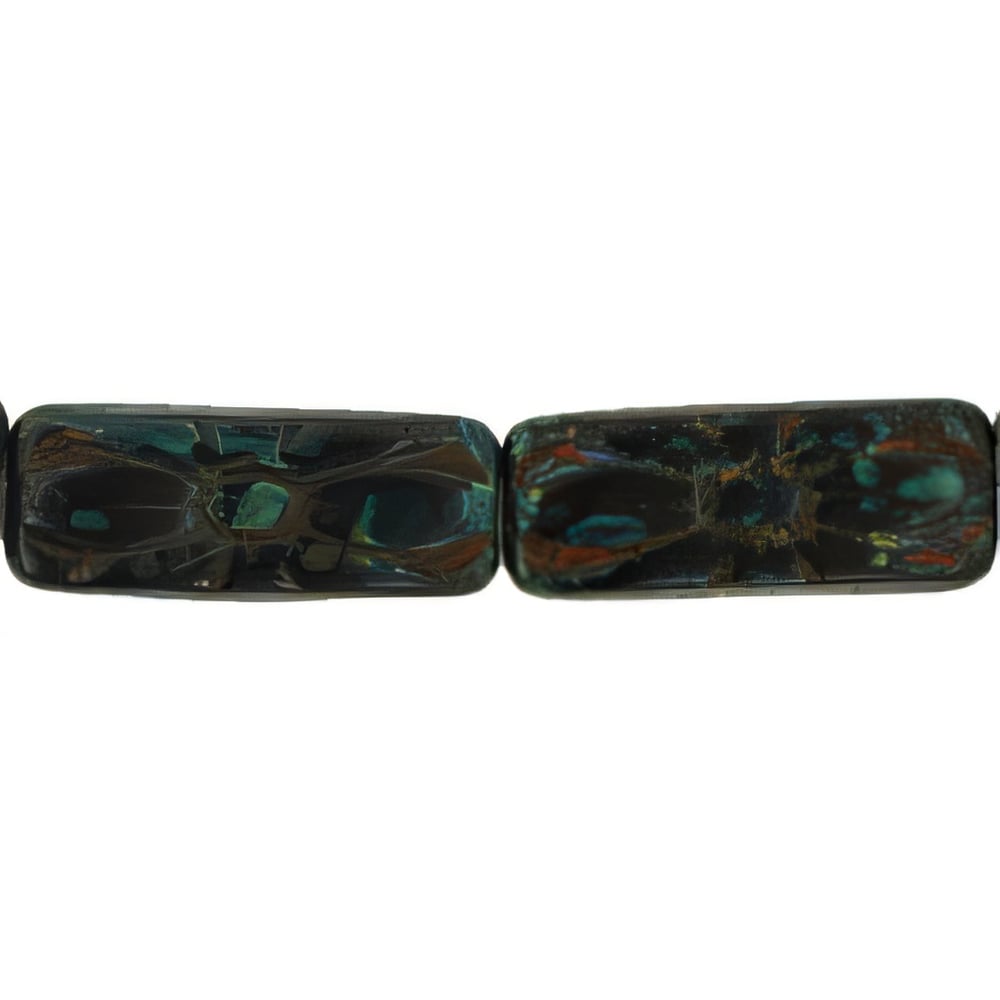 Czech Rectangle Flower 20 x 8mm Opaque Beige - Picasso (25pcs)