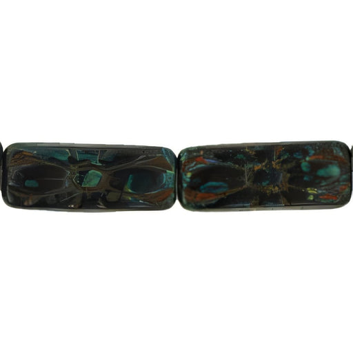 Czech Rectangle Flower 20 x 8mm Opaque Beige - Picasso (25pcs)