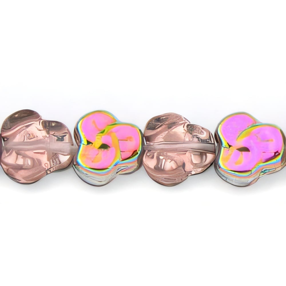 Czech Flat Pansy 9mm Lt Rosaline - Vitral (25pcs)