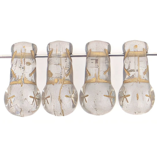 Czech Vintage Czech Style Drops 15 x 8mm Crystal - Gold Inlay (25pcs)