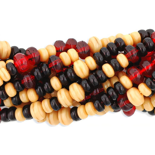 Czech Strung Pressed Bead Mixes Luster - Smoky Topaz Mix