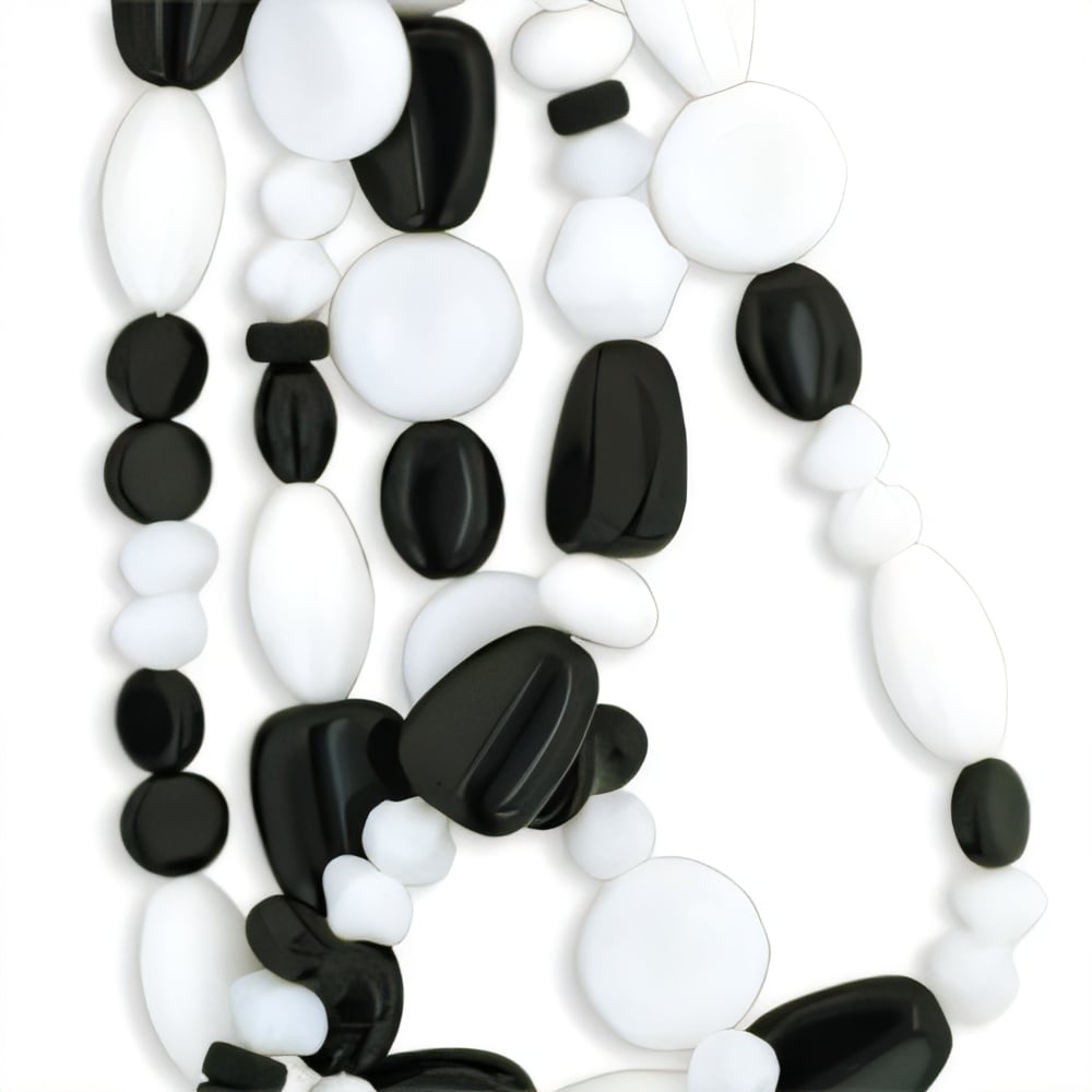 Czech Strung Pressed Bead Mixes Black & White Mix