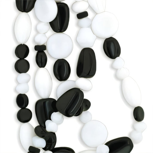 Czech Strung Pressed Bead Mixes Black & White Mix