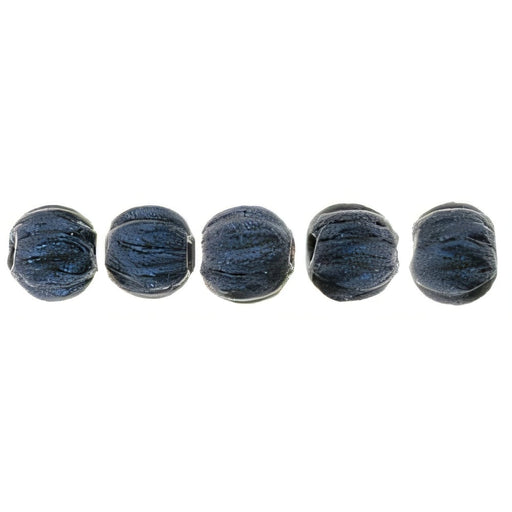 Czech Melon Round 3mm Metallic Suede - Dk Blue