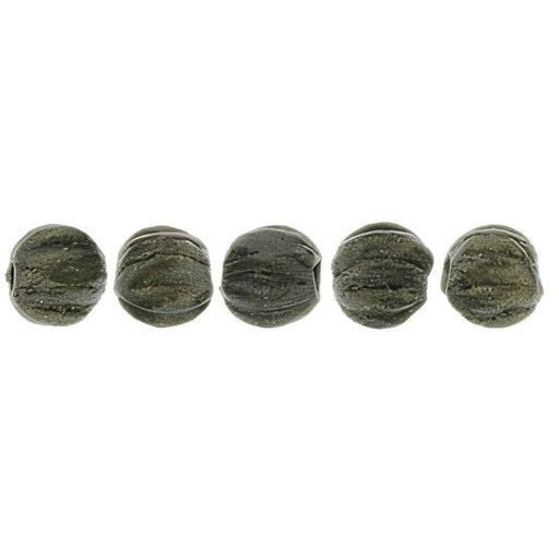 Czech Melon Round 3mm Metallic Suede - Dk Green