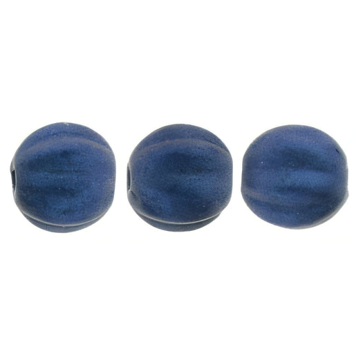 Czech Melon Round 5mm Metallic Suede - Dk Blue (50pcs)