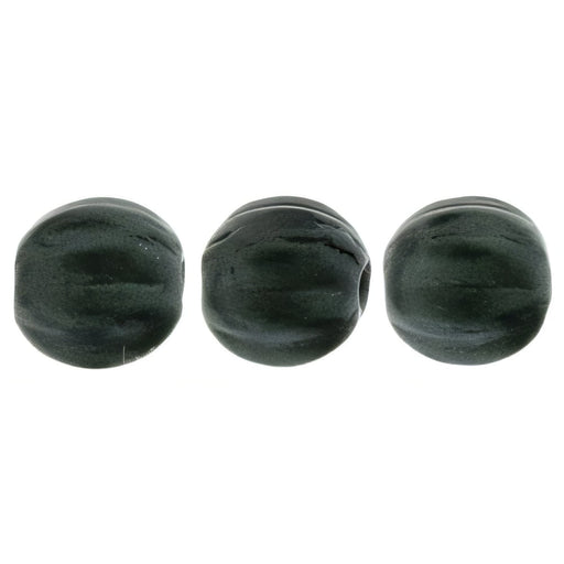 Czech Melon Round 5mm Metallic Suede - Dk Forest (50pcs)