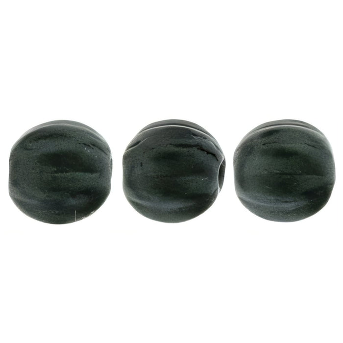 Czech Melon Round 5mm Metallic Suede - Dk Forest (50pcs)