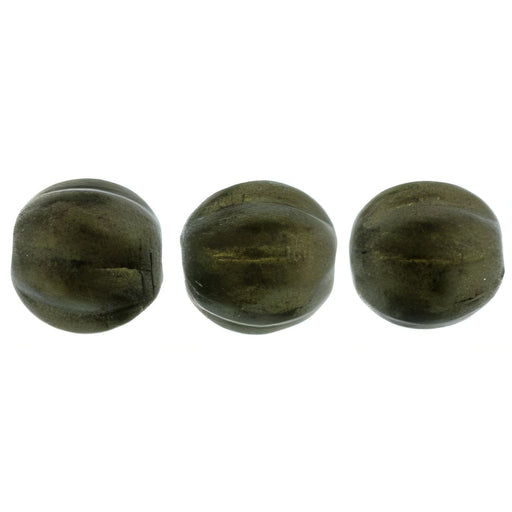 Czech Melon Round 5mm Metallic Suede - Dk Green (50pcs)