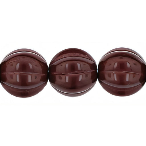 Czech Melon Round 8mm Opaque Cocoa Brown (25pcs)