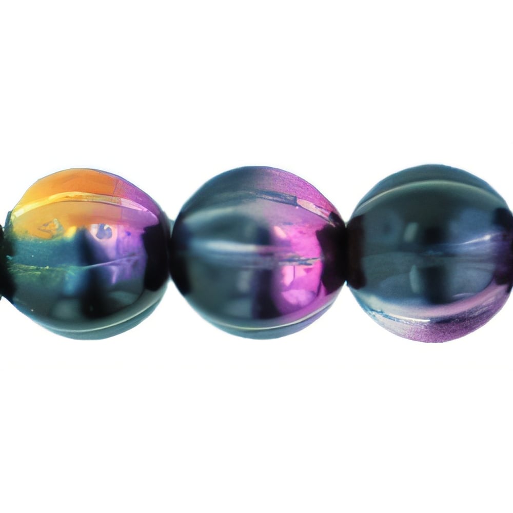 Czech Melon Round 8mm Coated - Marea - Purple/Jet (25pcs)