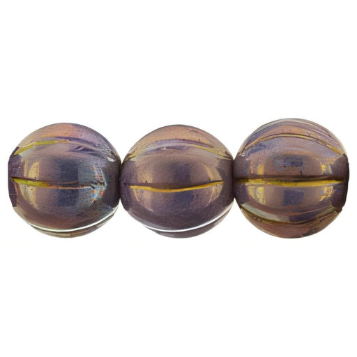 Czech Melon Round 8mm Luster - Opaque Bronzed Smoke (25pcs)