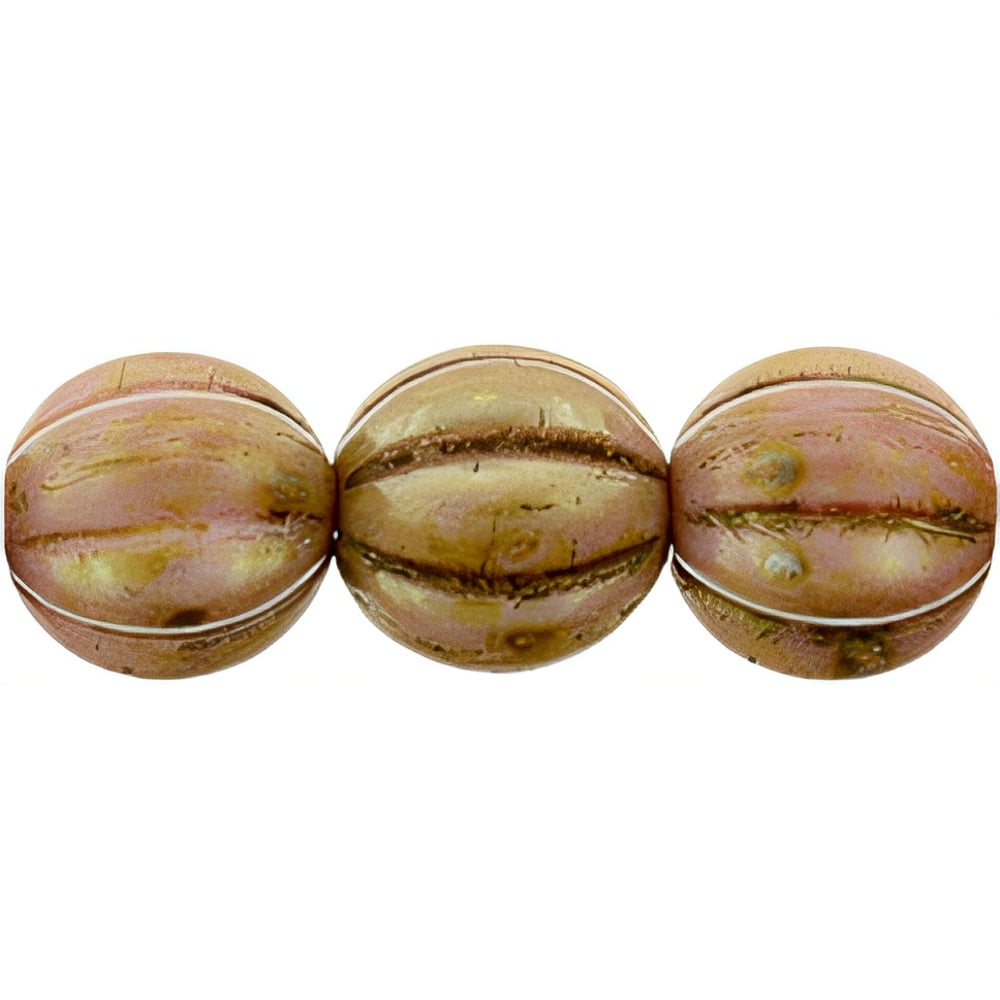 Czech Melon Round 8mm Luster - Opaque Rose/Gold Topaz (25pcs)