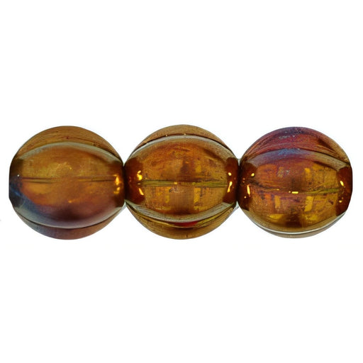 Czech Melon Round 8mm Bronze Luster Iris - Opaque Red (25pcs)