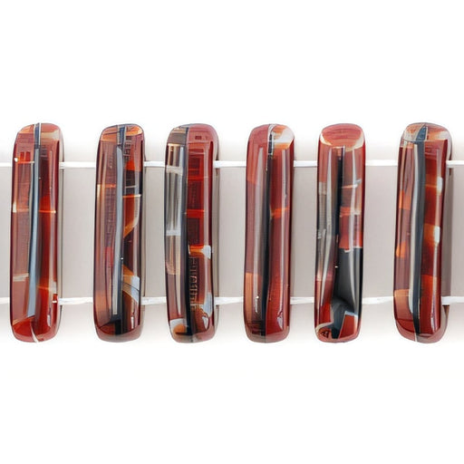 Czech Two Hole Bar 15 x 5mm Red w/Black Swirl (50pcs)