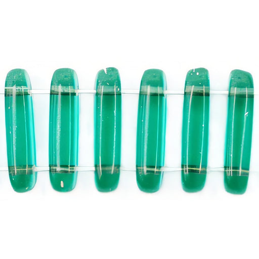 Czech Two Hole Bar 15 x 5mm Cool Mint Green - Silver-Lined (50pcs)