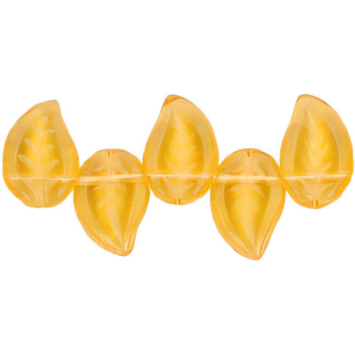 Czech Eucalyptus Leaves 12 x 9mm Lt Topaz (25pcs)