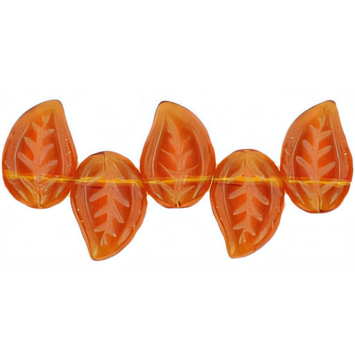 Czech Eucalyptus Leaves 12 x 9mm Dk Topaz (25pcs)