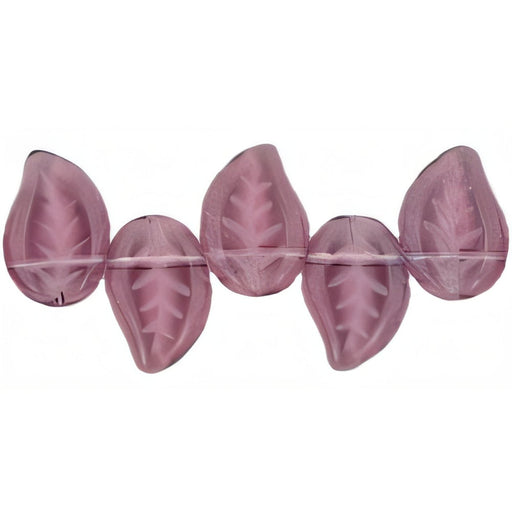 Czech Eucalyptus Leaves 12 x 9mm Amethyst (25pcs)