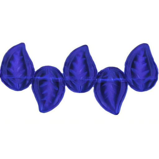Czech Eucalyptus Leaves 12 x 9mm Deep Blue Sapphire (25pcs)