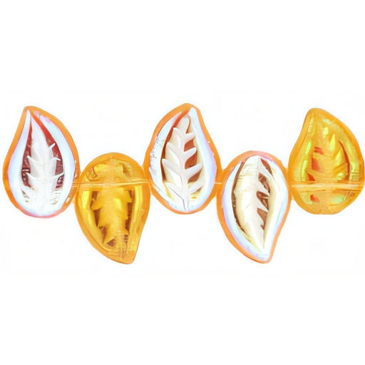 Czech Eucalyptus Leaves 12 x 9mm Topaz AB (25pcs)