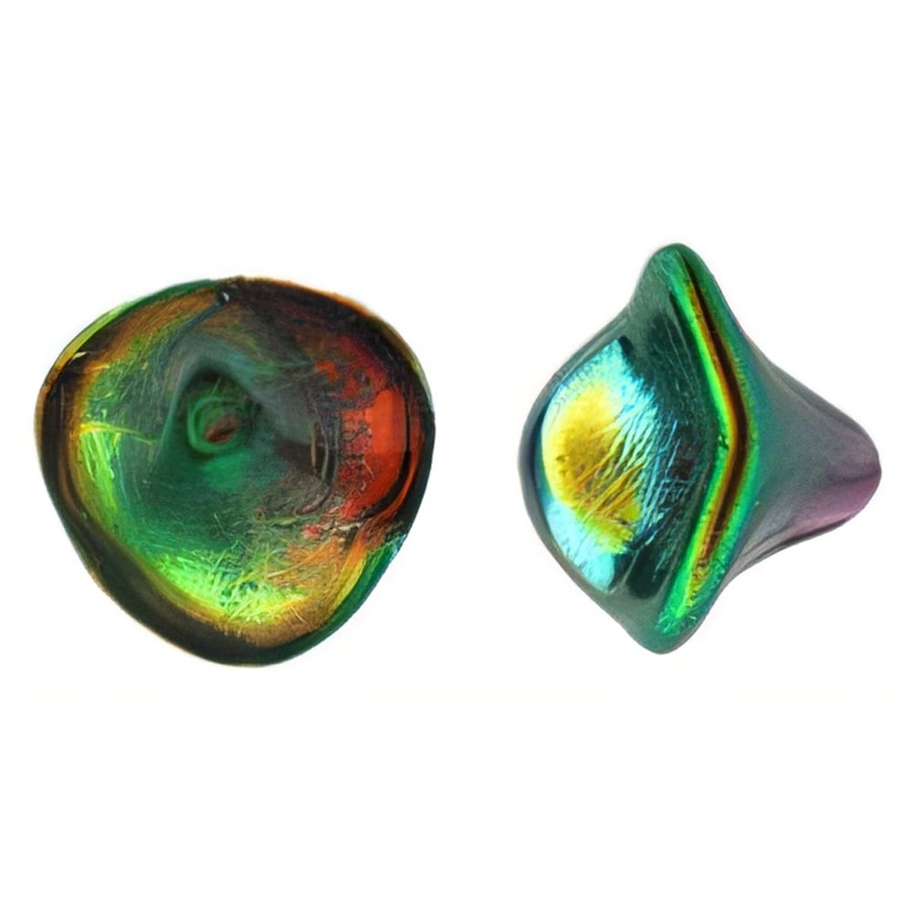 Czech Three Petal Flowers 12 x 10mm Coated - Marea - Peacock/Gold (25pcs)