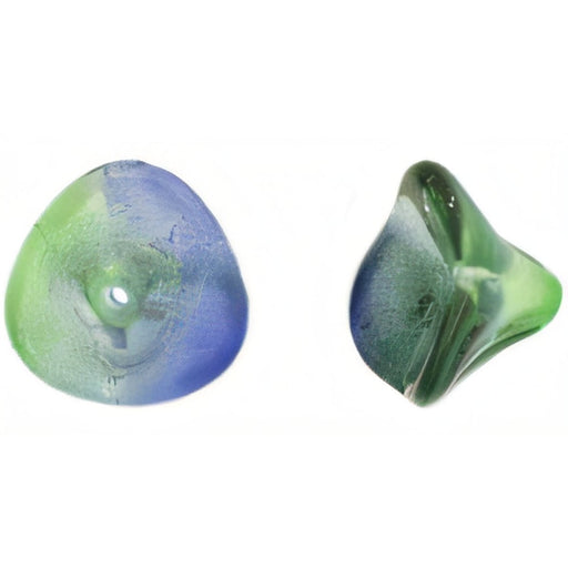 Czech Three Petal Flowers 12 x 10mm Dual Coated - Blueberry/Green Tea (25pcs)