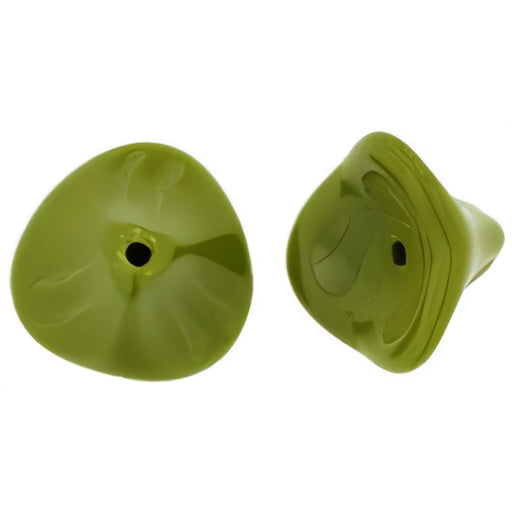 Czech Three Petal Flowers 12 x 10mm Opaque Olive (25pcs)