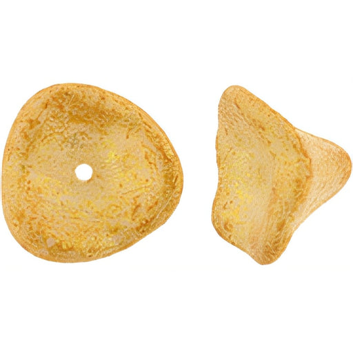 Czech Three Petal Flowers 12 x 10mm Honey Shimmer Milky White (25pcs)