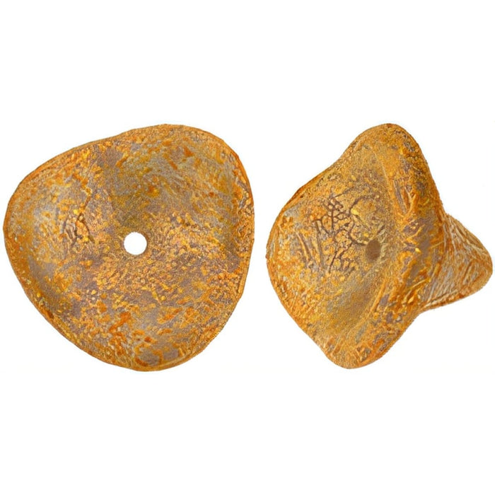 Czech Three Petal Flowers 12 x 10mm Milky Alexandrite Antique Shimmer (25pcs)