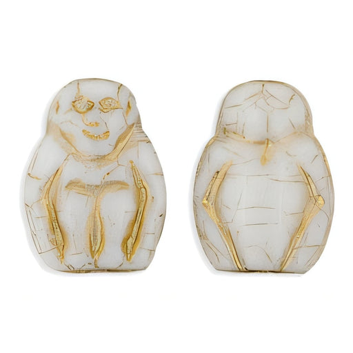 Czech Monkeys 14mm White - Gold Inlay (25pcs)