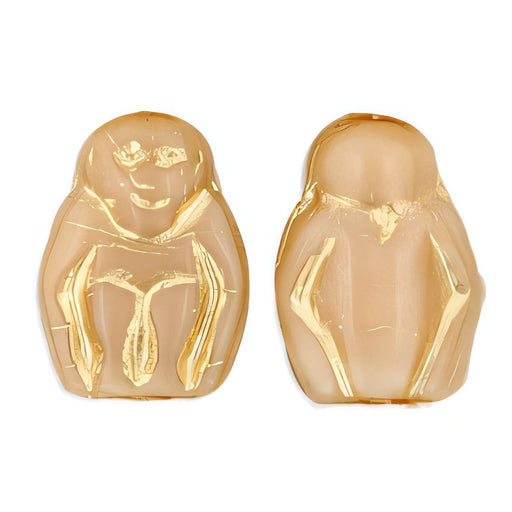 Czech Monkeys 14mm Opaque Beige - Gold Inlay (25pcs)