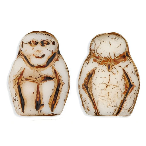 Czech Monkeys 14mm Matte - Beige - Brown Inlay (25pcs)