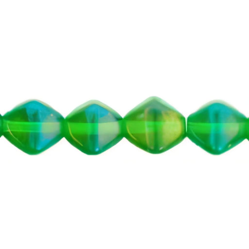 Czech Bicone 6 x 6mm Luster Iris - Green (50pcs)
