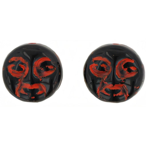 Czech Moon Faces 9mm Jet - Red Inlay (25pcs)
