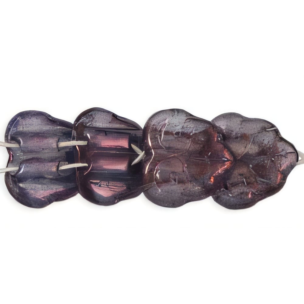 Czech Two-Hole Maple Leaves 13mm: Luster - Transparent Denim Blue (25pcs)