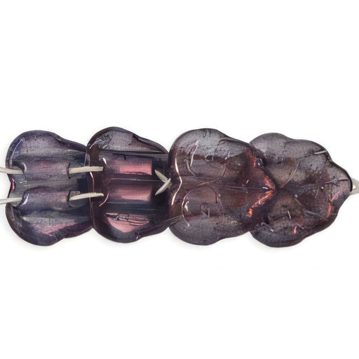 Czech Two-Hole Maple Leaves 13mm: Luster - Transparent Denim Blue (25pcs)