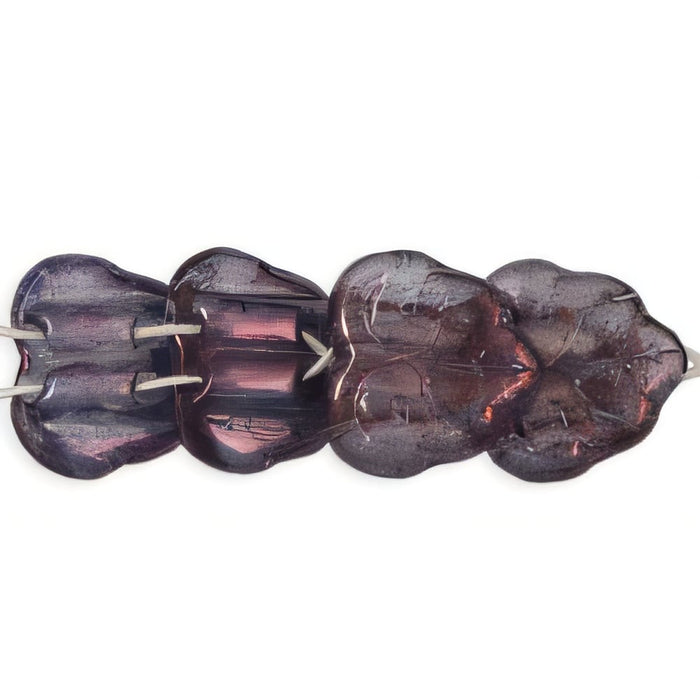 Czech Two-Hole Maple Leaves 13mm: Luster - Transparent Denim Blue (25pcs)