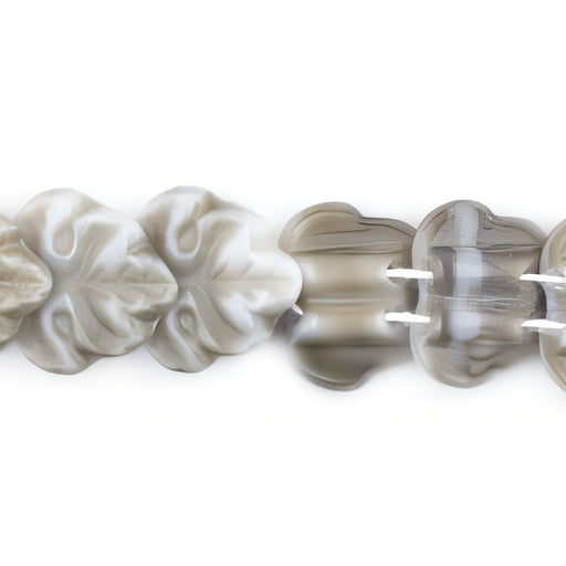 Czech Two-Hole Maple Leaves 13mm: Khaki/Gray (25pcs)