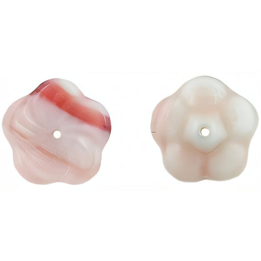 Czech Pinwheel Flower 12mm Pistachio/Raspberry Swirl (50pcs)