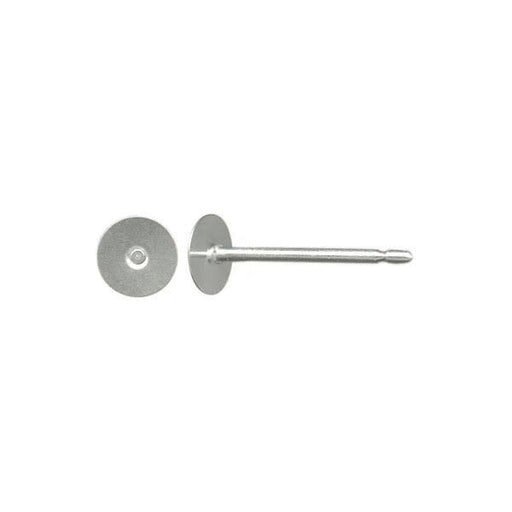 Earring Findings, 9.5mm Long Post with 4mm Glue On Pad, Titanium (10 Pairs)