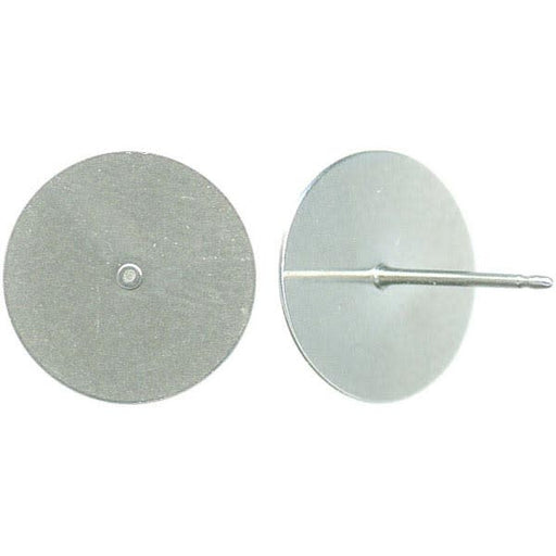 Stainless Steel Earring Post Findings, 12mm Flat Pad (1 Pair)