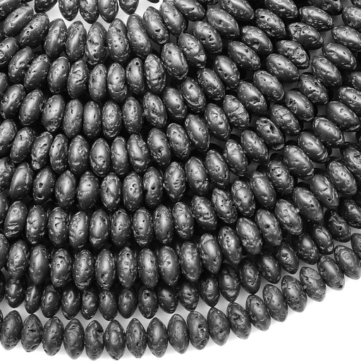 Natural Black Lava 4mm Rondelle Bead Strand