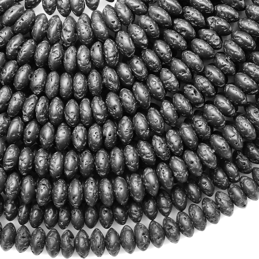 Natural Black Lava 4mm Rondelle Bead Strand